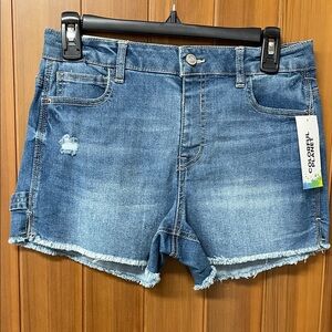 Colorful Planet Girl’s Back Buckle Distressed Denim Shorts NWT Size 16
